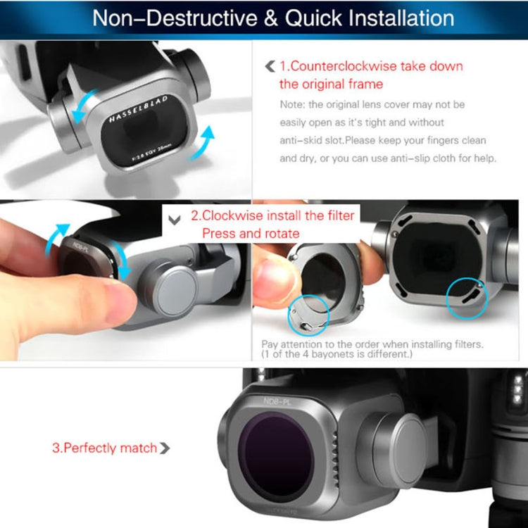 Filtro de lente Sunnylife M2P-FI538 ND8-PL + ND16-PL + ND32-PL + ND64-PL ND-PL para DJI Mavic 2 Pro — imagen 9