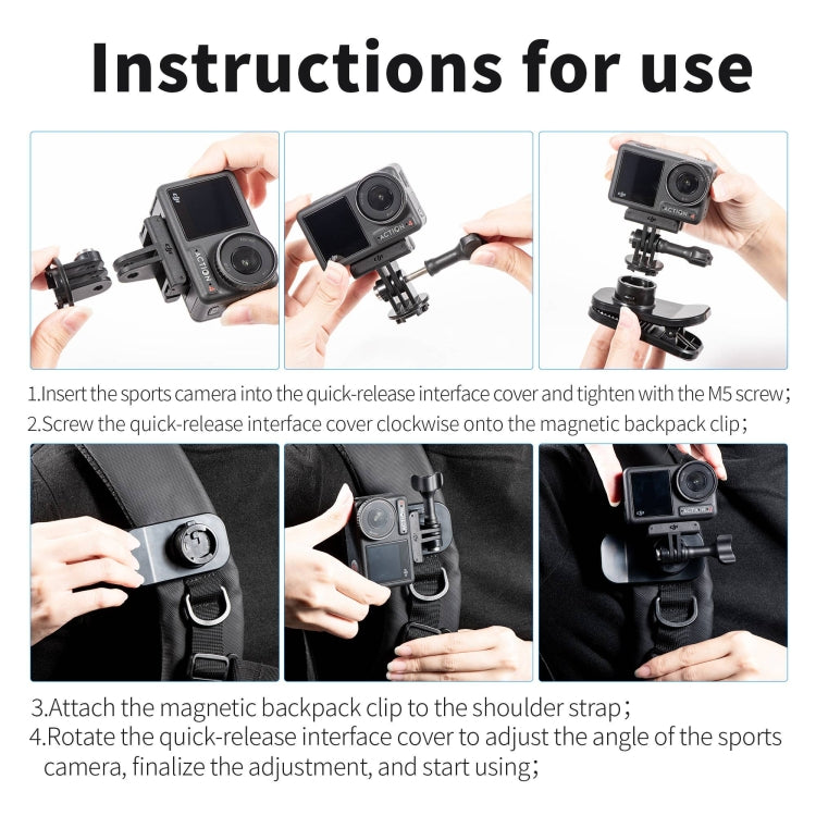 Soporte de succión STARTRC magnético con clip para mochila con rotación de 360 grados (negro) — imagen 7