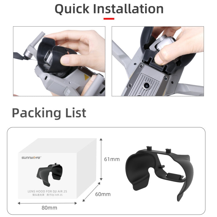 Lente de la SUNNYLIFE A2S-Q9350 cámara SUNSHADE HOUND ANTLARE para DJI Mavic Air 2 / Air 2S (negro) para DJI DJI Mavic Air 2…