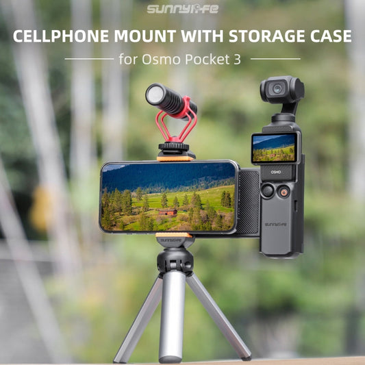 Soporte de abrazadera Sunnylife OP3-AD744 para teléfono expandido con estuche de almacenamiento para DJI Osmo Pocket 3 (negr…