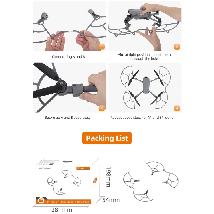 Hélices Protector de, anillos de protección integrados, anillo de seguridad anticolisión de liberación rápida para DJI Air 3…