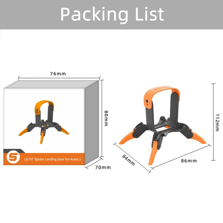 Soporte de engranajes de araña Sunnylife LG797 Extensiones de tren de aterrizaje Pata de elevados para DJI Avata 2 (naranja)…