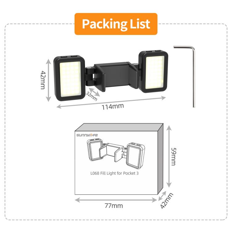 Luz de video LED ajustable Sunnylife, luz de relleno portátil tricolor regulable de liberación rápida para DJI Osmo Pocket 3…
