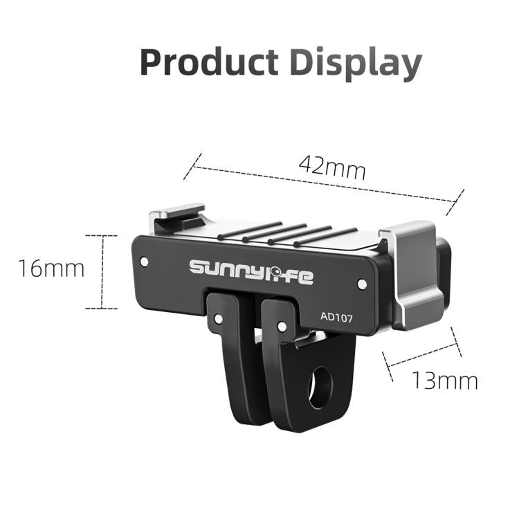 Soporte magnético bidireccional Sunnylife de liberación rápida con tornillo de 1/4", adaptador plegable de 2 puntas (negro)…