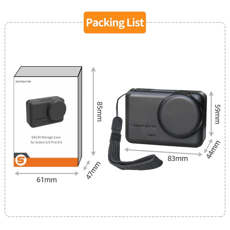 Funda Sunnylife - protectora portátil a prueba de golpes y polvo, con cordón para DJI Osmo Action 6 (negra) — imagen 14