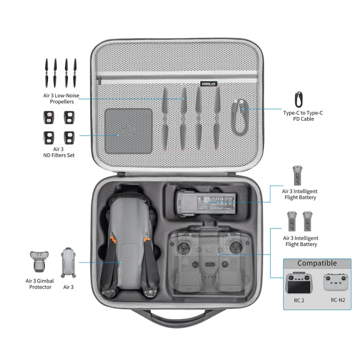 Bolsa de almacenamiento de hombro RC 2 / RC-N2 STARTRC Bolso de PU para DJI Air 3 (Gris) — imagen 5