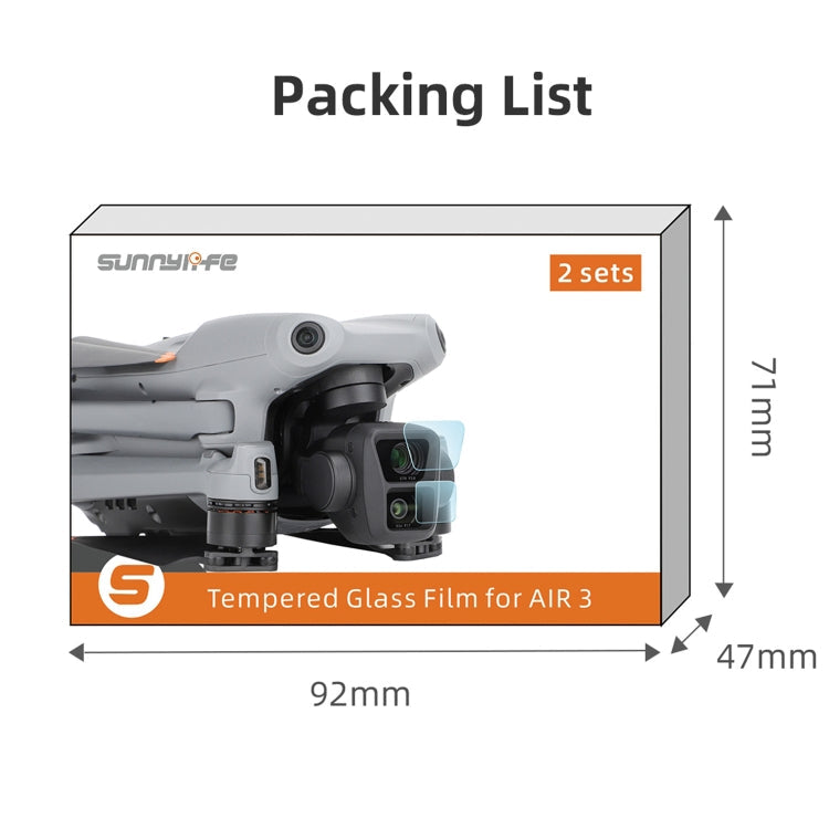 Lente Sunnylife Protector Combo de vidrio templado Películas protectoras, cantidad: 2 juegos para DJI Air 3 — imagen 8