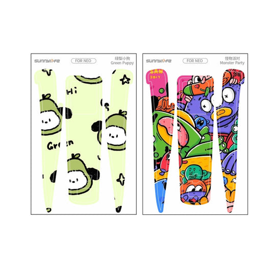 Pegatinas 2 protectoras para el cuerpo del dron para DJI Neo (cachorro verde + fiesta de monstruos) — imagen 2