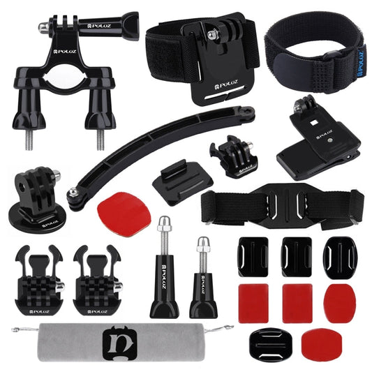 Kits combinados de accesorios para soporte de bicicleta PULUZ 24 en 1 (correa para muñeca + correa para casco + brazo de ext…