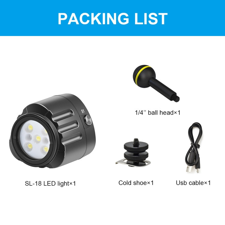 PULUZ Luz de relleno para fotografía LED subacuática de 40 m 1000 LM 3,7 V / 1100 mAh Luz de buceo para GoPro Hero12 Black /…