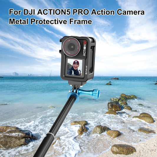 Marco adaptador de expansión de jaula de metal PULUZ con zapata fría para DJI Osmo Action 5 (negro) — imagen 2