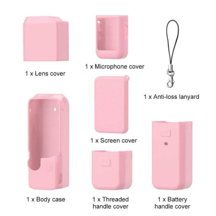 Lente PULUZ 6 en 1 Cuerpo Mango Pantalla Micrófono Funda de silicona TPU para DJI Osmo Pocket 3 (Rosa) — imagen 11