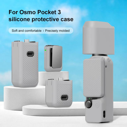 Lente PULUZ 6 en 1 Cuerpo Mango Pantalla Micrófono Funda de silicona TPU para DJI Osmo Pocket 3 (gris) — imagen 2