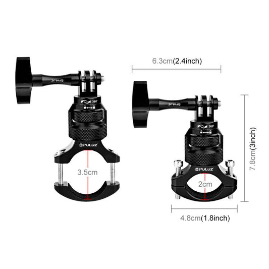 Adaptador de manillar de aluminio PULUZ con rotación de 360 grados para motocicleta con tornillo para GoPro, Insta360, y otr…
