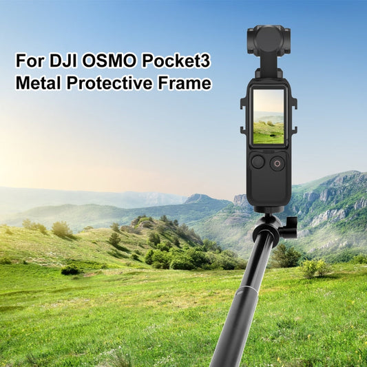 Soporte PULUZ adaptador de jaula de marco de protección de metal con zapatas frías dobles para DJI Osmo Pocket 3 (negro) — i…