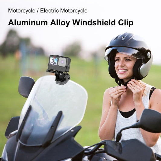 Clip de montaje para cámara de acción en parabrisas de motocicleta PULUZ para GoPro Hero12 Black / / Insta360 X4 / Ace Pro y…