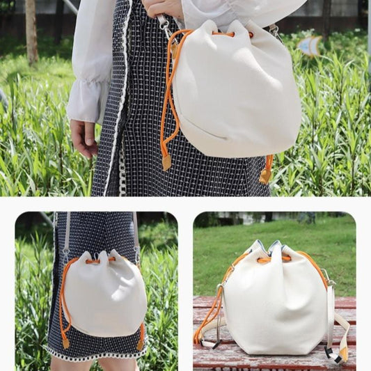 Bolsa de almacenamiento cruzada de cuero impermeable de gran capacidad con cordón ajustable para DJI Neo (beige y blanco) —…