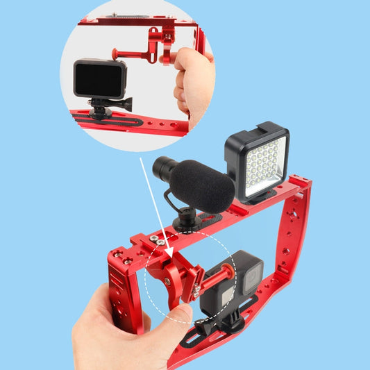 Funda Buceo DUAL Handheld Grip Sartelizador Estabilizador Extensión Teléfono Abrazadera Cámara de la plataforma de la caja d…