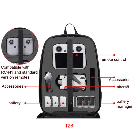 Mochila de carcasa dura por compresión impermeable, tamaño: 128 grande para DJI Mini 3 Pro (gris cepillado) — imagen 2