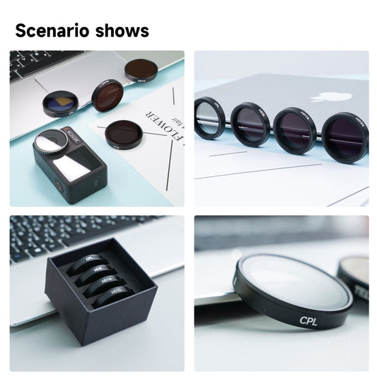 Filtro TELESIN ND CPL Set Lente de marco de aleación de aluminio para DJI Osmo Action 3 (CPL + ND8/16/32 Set) — imagen 2