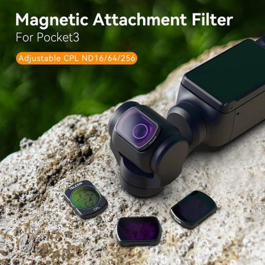 Juego de filtros de succión Pocket 3 TELESIN S5-FLT-03 magnéticos CPL+ND16+ND64+ND256 — imagen 2