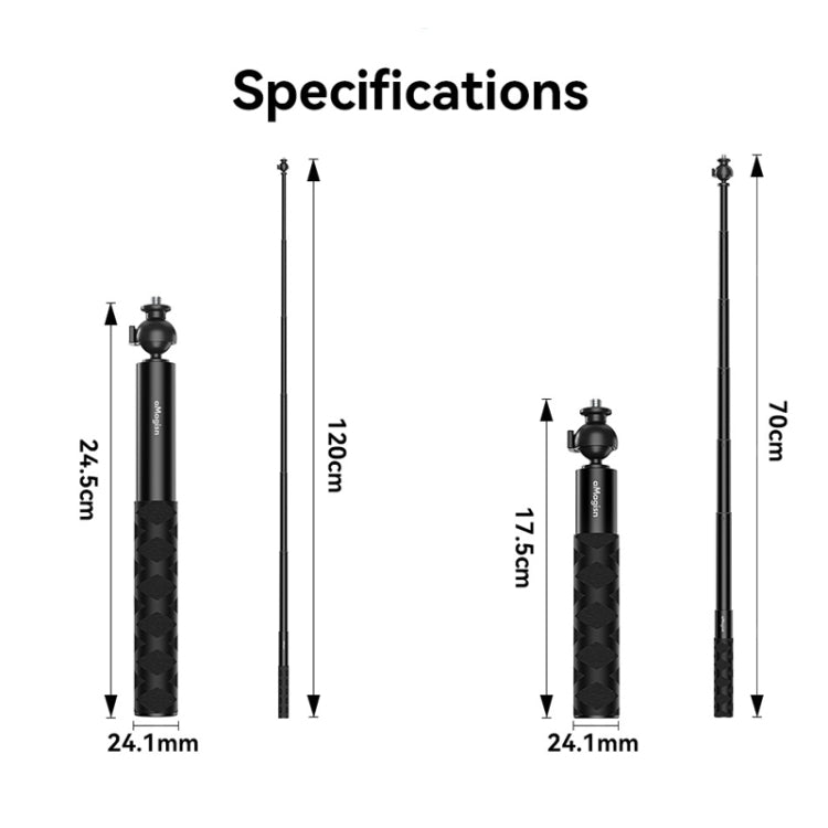 AMagisn 70cm 1/4 Inch Ball Joint Selfie Stick Sports Camera Extension Rod — imagen 9