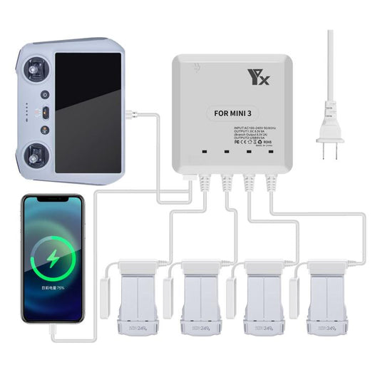 Batería de 4 Cargador de vías YX para dron / / con enchufe australiano para DJI Mini 4 Pro / Mini 3 Pro para DJI DJI Mini 4……