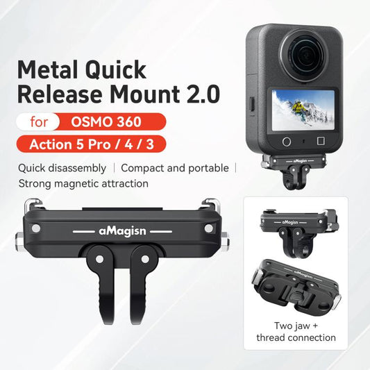 Adaptador de interfaz dual de montaje rápido magnético de metal aMagisn para DJI Osmo Action 5 (negro) — imagen 2