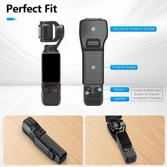 Estuche protector Amazear, todo en uno, antiarañazos y con ranura para filtro para DJI Osmo Pocket 3 (negro) — imagen 2