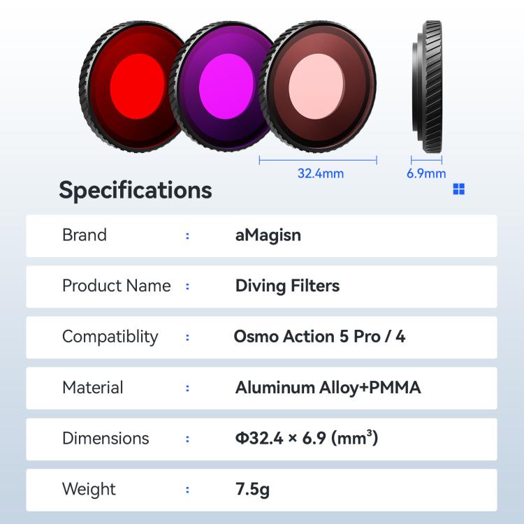 Filtro de buceo antivaho aMagisn, perfectamente adaptable a carcasas impermeables para DJI Osmo Action 5 (rojo) — imagen 9
