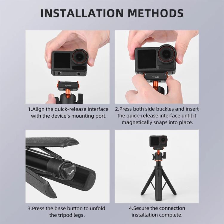 Soporte 4/5 Pro Flymile AC5012_5 para palo selfie extendido Trípode magnético de liberación rápida para DJI Osmo Action 3 —…