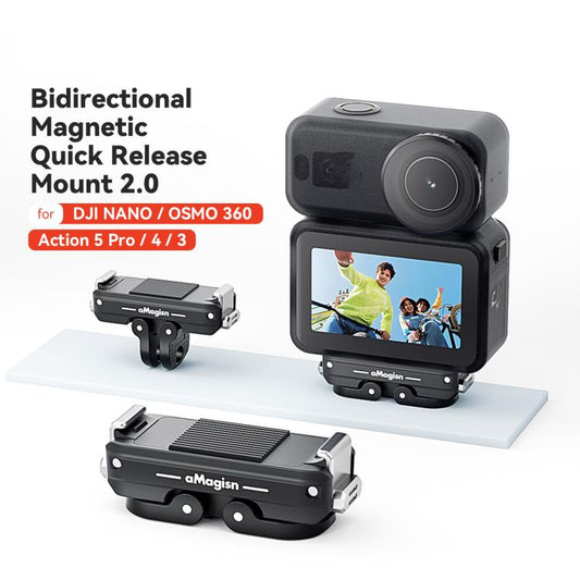 Soporte AMagisn TN11 - magnético bidireccional de liberación rápida 2.0,, Action 5 Pro, 4 y 3 para DJI Osmo 360 (negro) — im…