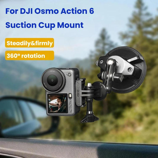 Soporte de ventosa para parabrisas de auto con rotación de 360 grados y base de vacío para DJI Osmo Action 6 (negro) — image…