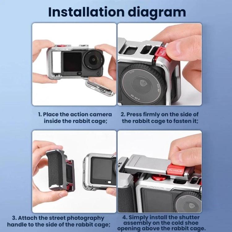 Kit de marco protector de jaula extendida Flymile para DJI Osmo Action 6 (plateado) — imagen 10