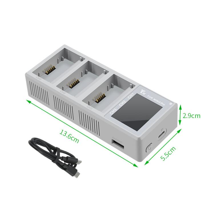 Hub YX 100W 3-Bay LCD Charging para DJI Mini 5 Pro / Mini 4 Pro / Mini 3 Pro (Gray) para DJI DJI Mini 5 Pro, DJI Mini 4 Pro,…