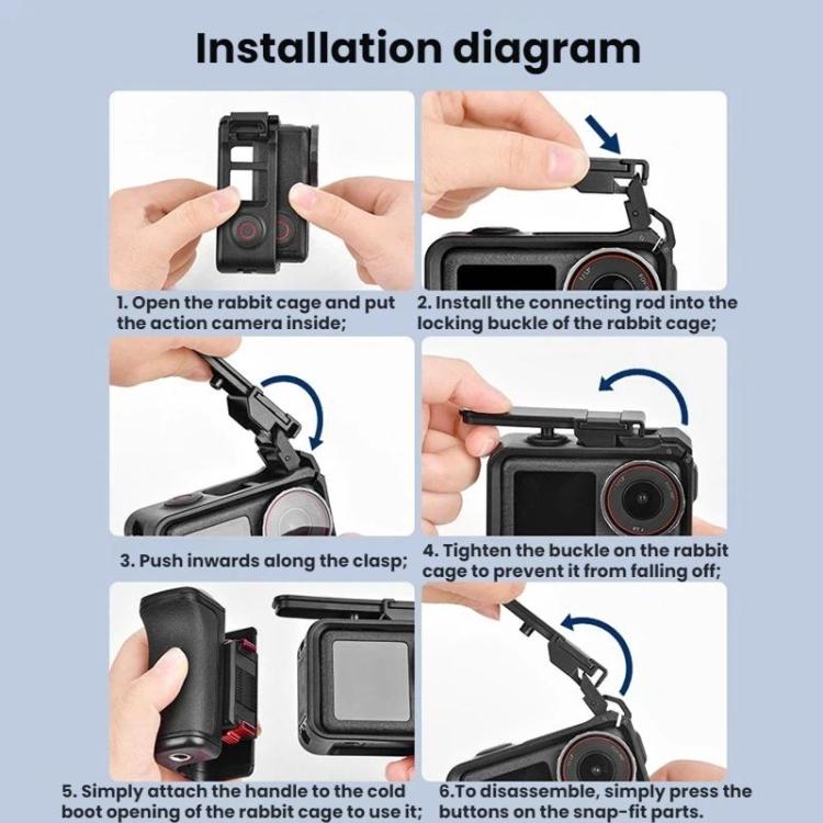 Jaula Flymile - para cámara Pro/4/3 con asa y base magnética de liberación rápida para DJI Osmo Action 5 — imagen 10