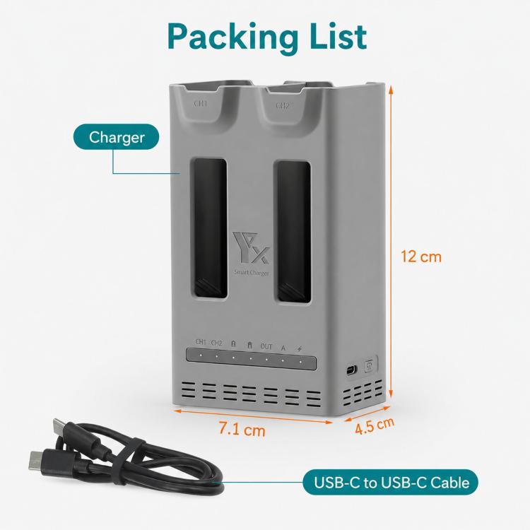 Batería Cargador paralelo YX PD de 100 W, concentrador de carga rápida bidireccional con modo de almacenamiento de para DJI……
