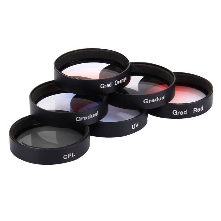 Filtro de lente JUNESTAR profesional 6 en 1 de 34 mm (CPL + UV + Gradual Red + Gradual Orange + Gradual Blue + Gradual Grey)…