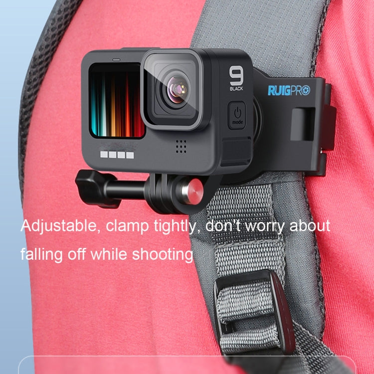 Soporte de mochila de hombro RUIGPRO con correa de liberación rápida giratoria de 360 grados para GoPro Hero12 Black / Hero1…