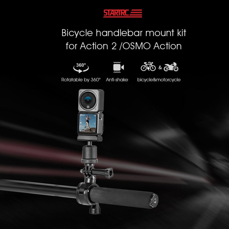 Soporte de montaje fijo para manillar de bicicleta actualizado STARTRC para DJI Osmo Action (negro) — imagen 2