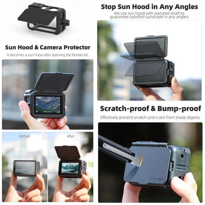 Estuche Pro / 4 / 3 Sunnylife protector Marco Adaptador de montaje Carcasa de parasol para DJI Osmo Action 5 (Negro) — image…