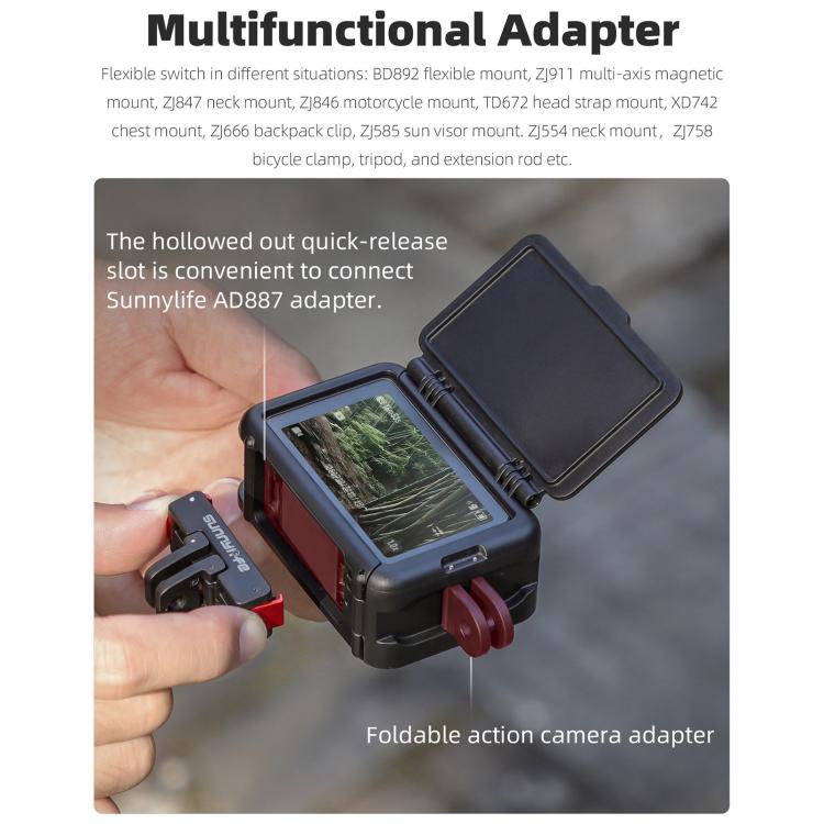 Estuche Pro / 4 / 3 Sunnylife protector Marco Adaptador de montaje Carcasa de parasol para DJI Osmo Action 5 (Negro) — image…