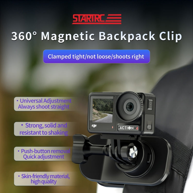 Soporte de succión STARTRC magnético con clip para mochila con rotación de 360 grados (negro) — imagen 2