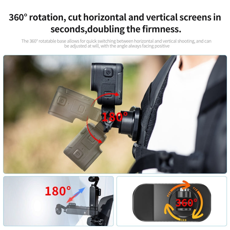 Soporte de succión STARTRC magnético con clip para mochila con rotación de 360 grados (negro) — imagen 4