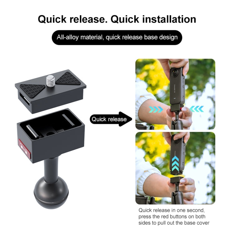 Base de liberación Adaptador de rápida de metal para GoPro, Insta360, y otras cámaras de acción (negro) — imagen 5