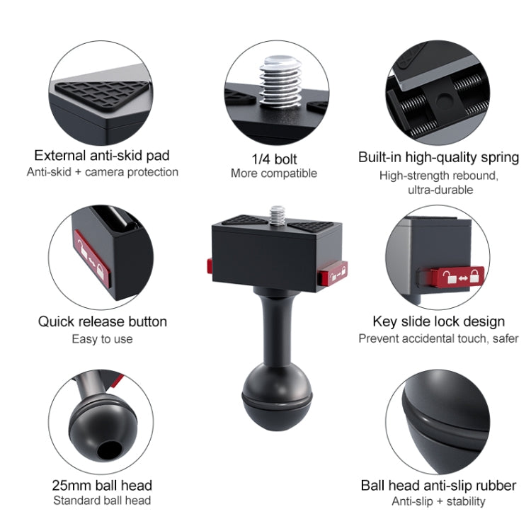 Base de liberación Adaptador de rápida de metal para GoPro, Insta360, y otras cámaras de acción (negro) — imagen 6