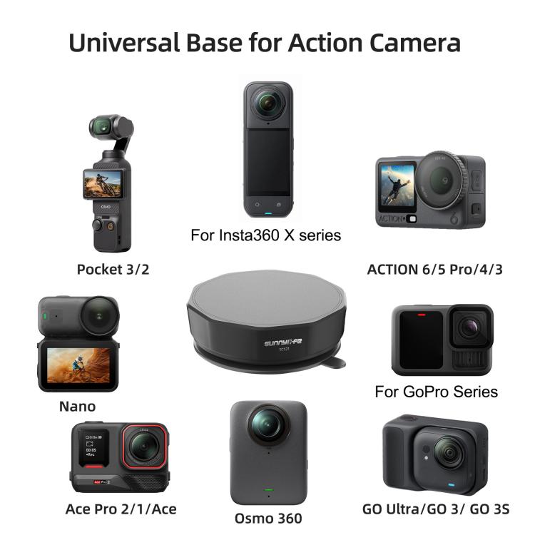 Base adaptadora de ventosa Universal Sunnylife con ventosa potente para cámara de acción para DJI Osmo 360 (negra) — imagen…