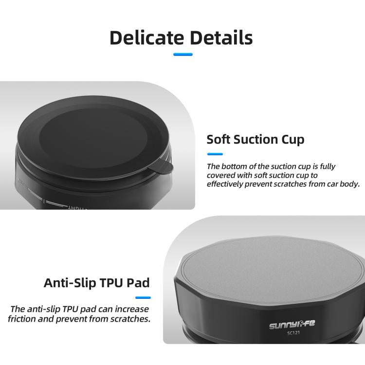 Base adaptadora de ventosa Universal Sunnylife con ventosa potente para cámara de acción para DJI Osmo 360 (negra) — imagen…
