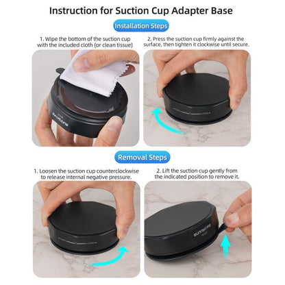 Base adaptadora de ventosa Universal Sunnylife con ventosa potente para cámara de acción para DJI Osmo 360 (negra) — imagen…