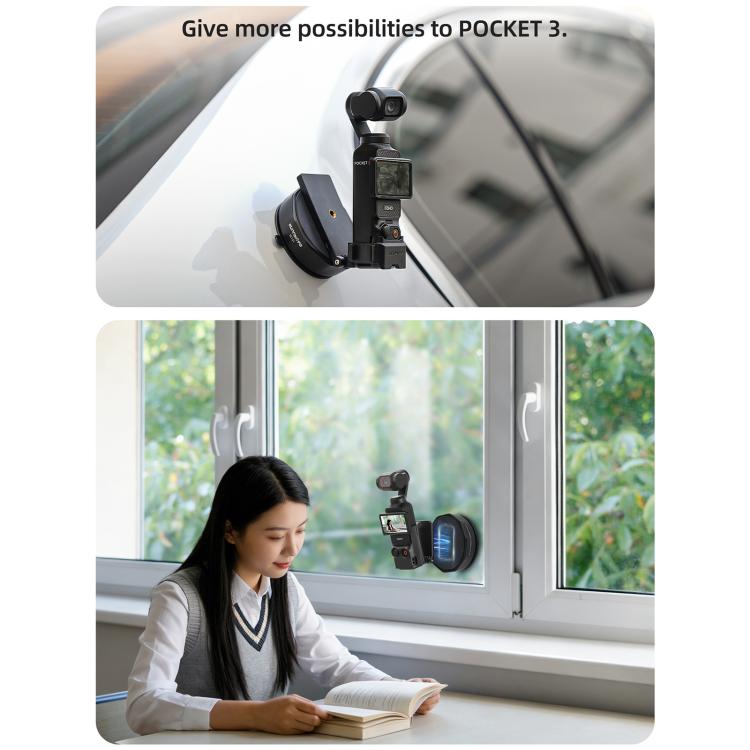 Base adaptadora de ventosa Universal Sunnylife con ventosa potente para cámara de acción para DJI Osmo 360 (negra) — imagen 8